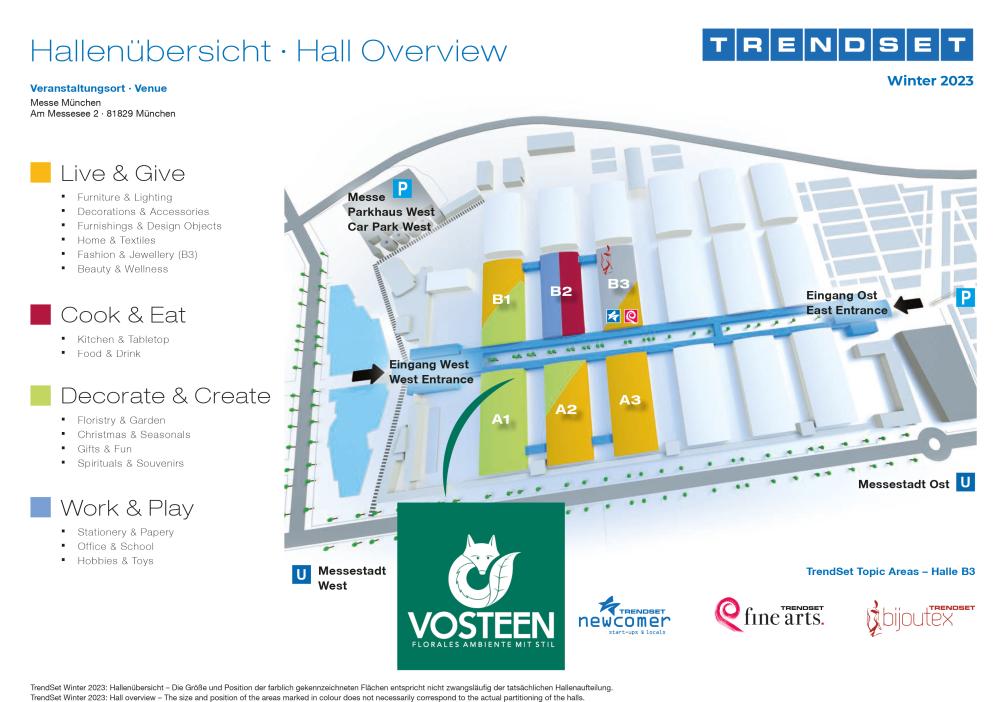 Stand Vosteen Halle A1, Stand E11 - TrendSet Winter 2023